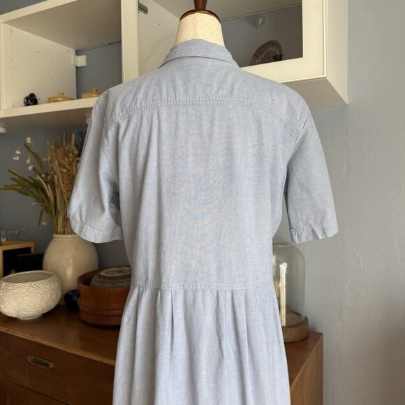 Vtg Jennifer Moore Cotton Chambray Button Shirtdress Midi Modest Sz S Minimalist - Picture 9 of 9